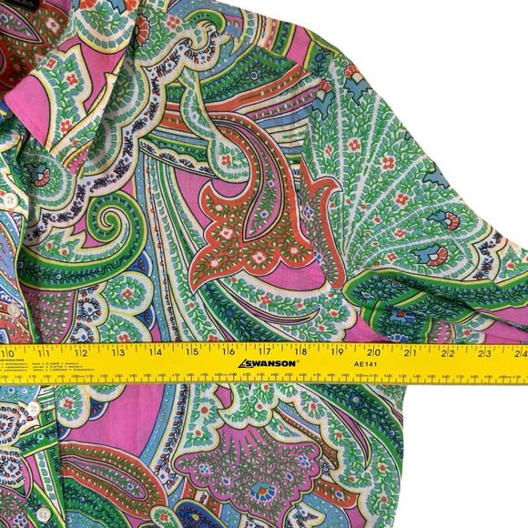 Lauren‎ Ralph Lauren Blouse Women's L Thin Light 100% Cotton Multicolor Paisley - Picture 9 of 11